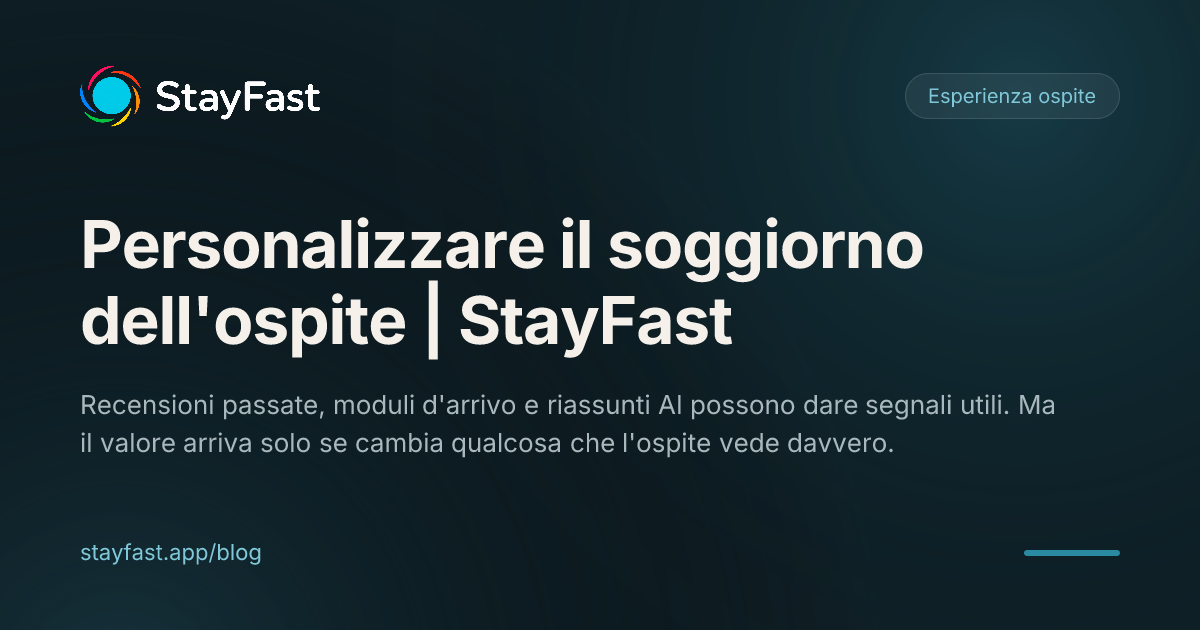 Host davanti a uno Stay Hub digitale con le sezioni del soggiorno che si riordinano.
