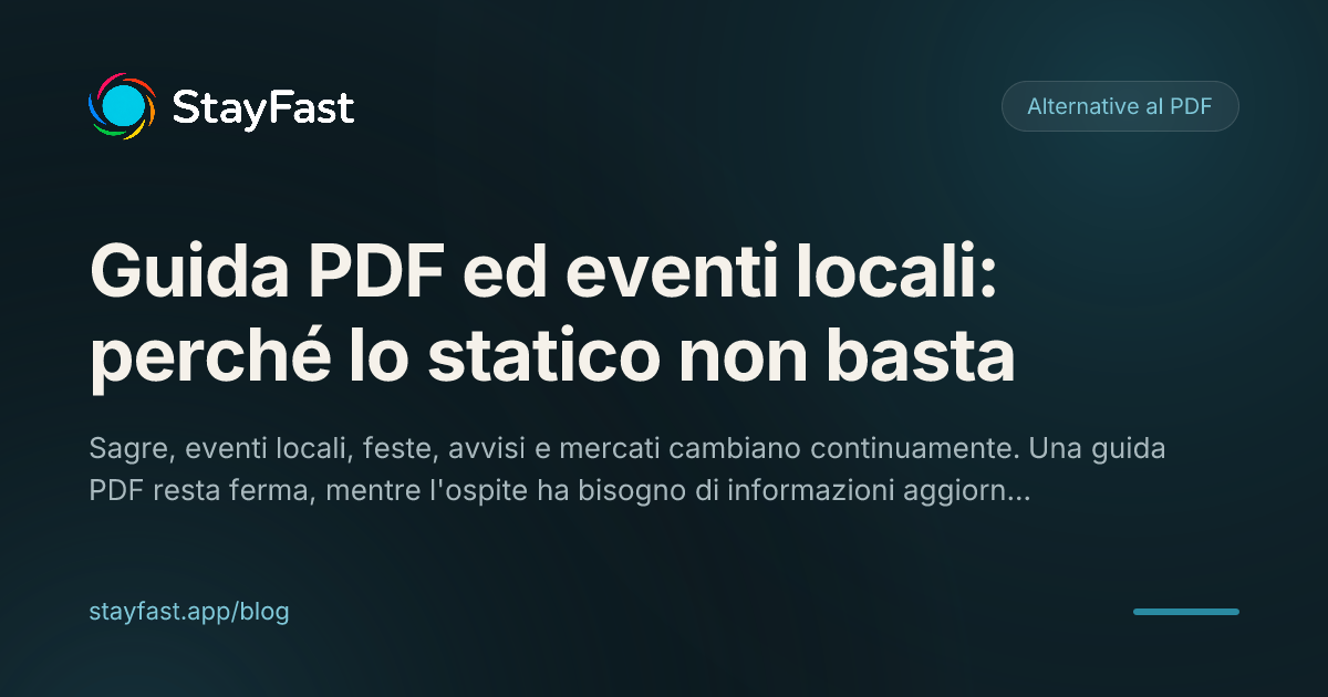 Perché una guida PDF non basta quando gli eventi cambiano ogni settimana